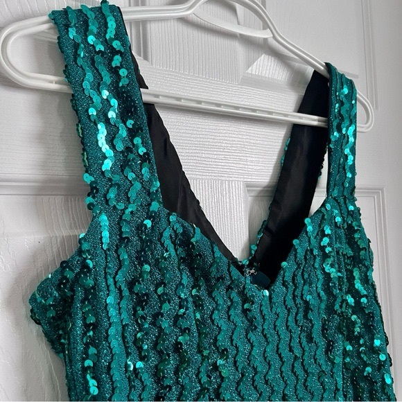 Vintage Flirtations Alfred Angelo Dress green gown sequin women small sexy long - Picture 2 of 11